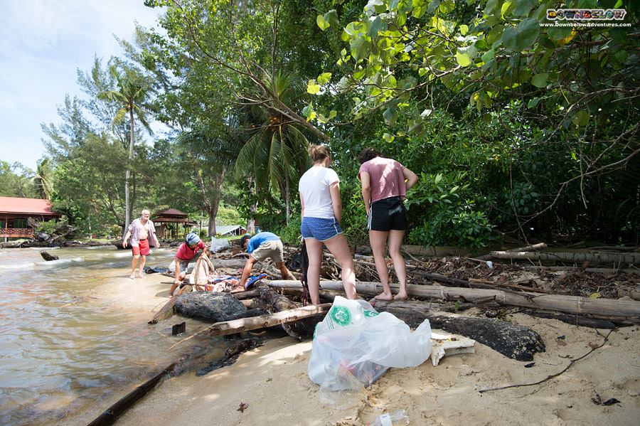 Marine Biology Students Does Beach Clean Up with Downbelow Team