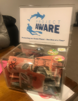 Carla's donation box for Project AWARE