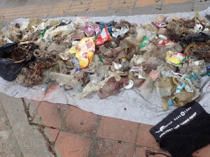 the haul of trash laid out to ID