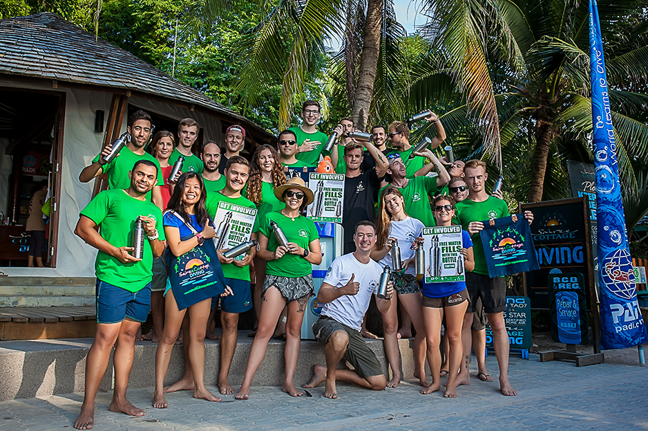 Marcel Van Den Berg, Koh Tao, Thailand hard at work cleaning rubbish and raising awareness