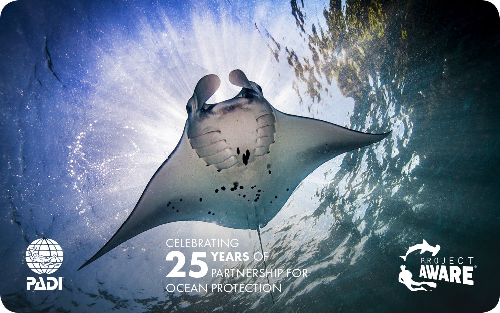image of PADI limited edition card Project AWARE manta ray