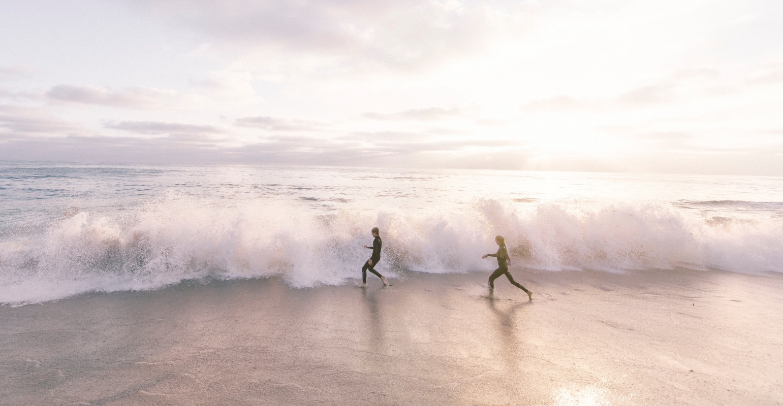 Kids playing in waves 