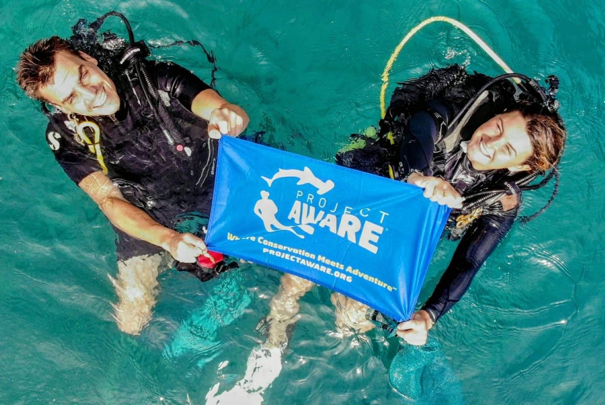 image of diver with project aware flag