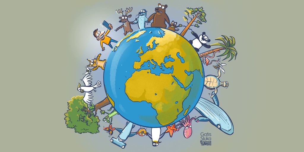 image of United for Biodiversity Cartoon