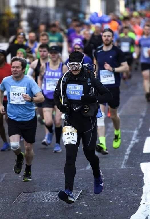 Scuba Mark running a marathon